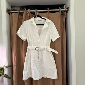 Skies Are Blue Cream Notched Collar Mini Dress